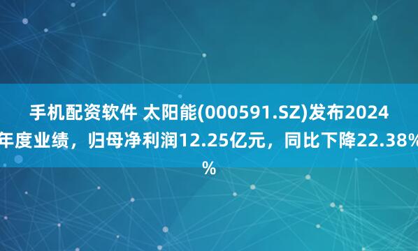 手机配资软件 太阳能(000591.SZ)发布2024年度业绩，归母净利润12.25亿元，同比下降22.38%
